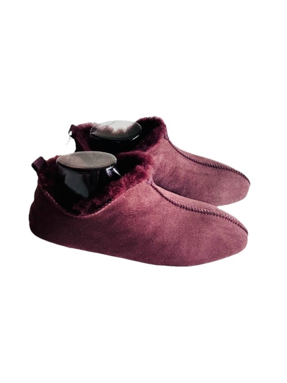 New Kid/Hemtex Burgundy Lambskin Leather Cow Suede Outsole Slippers size 9